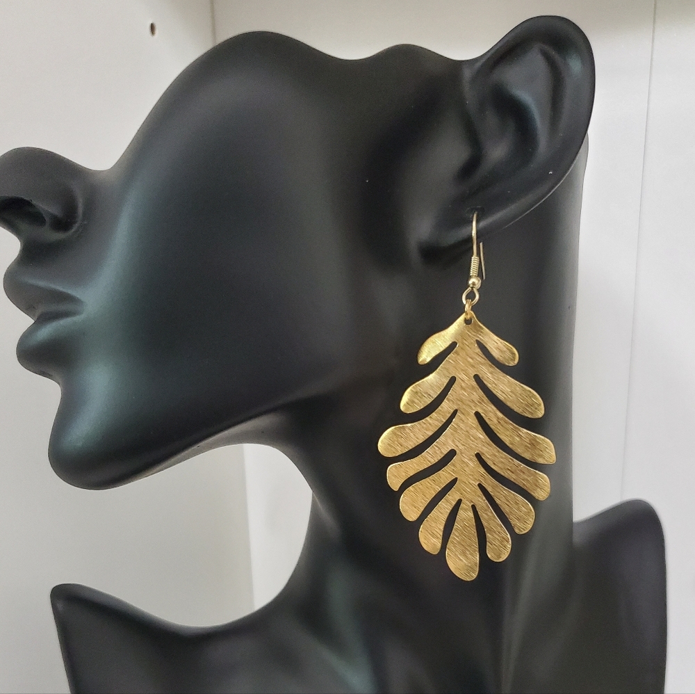 Brass Leaf Earrings